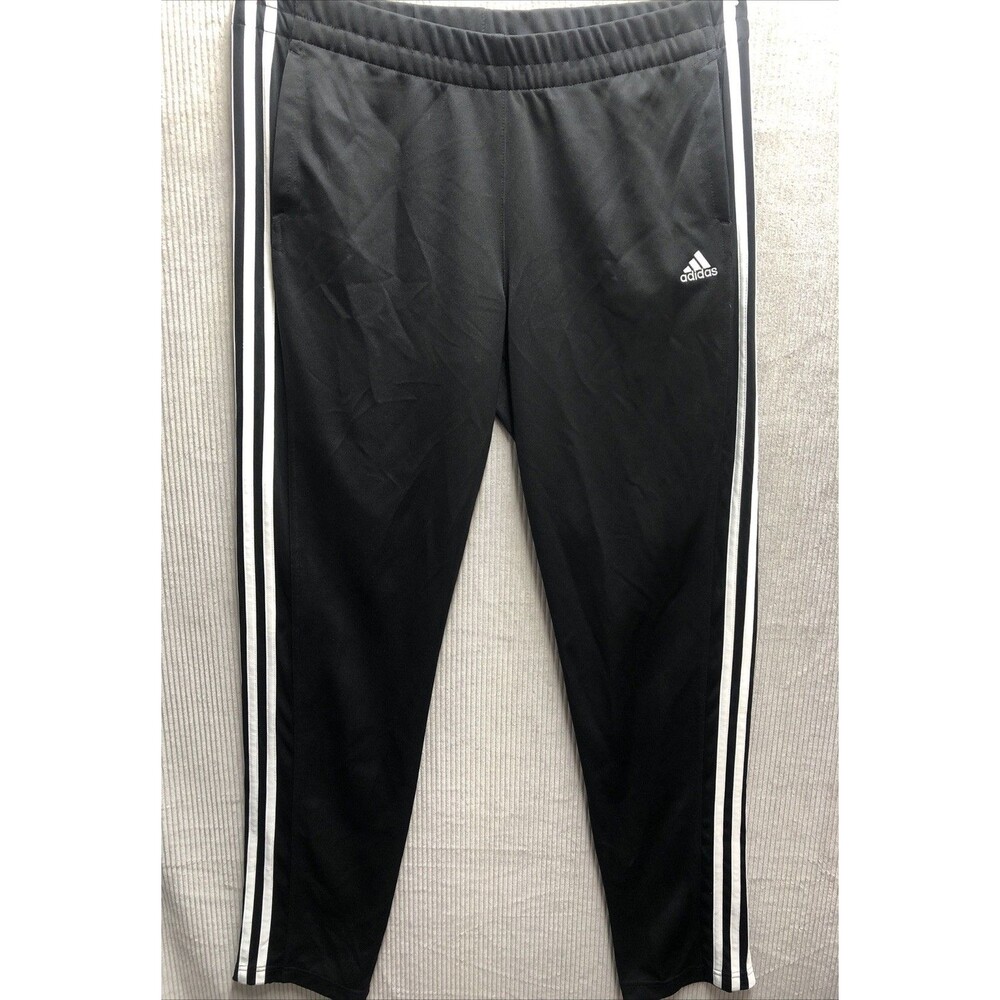 Adidas Unisex Size Large Track Pants Black White Pockets Athleisure Sports